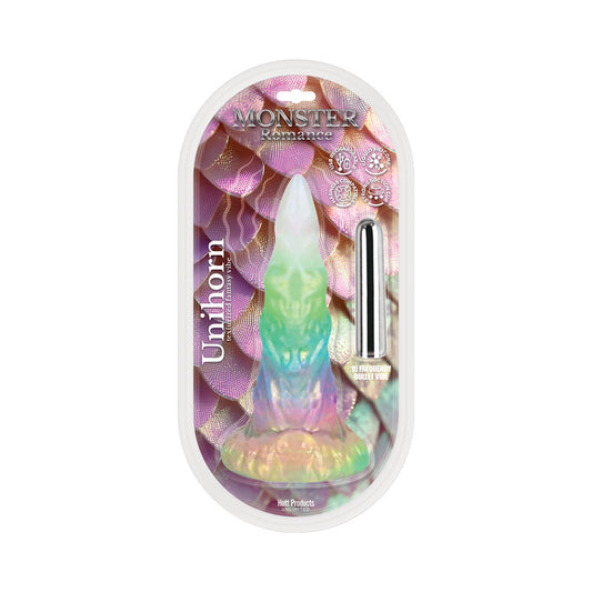 Monster Romance Unihorn Contoured Dildo with Multi-Speed Bullet by Hott Products Unlimited