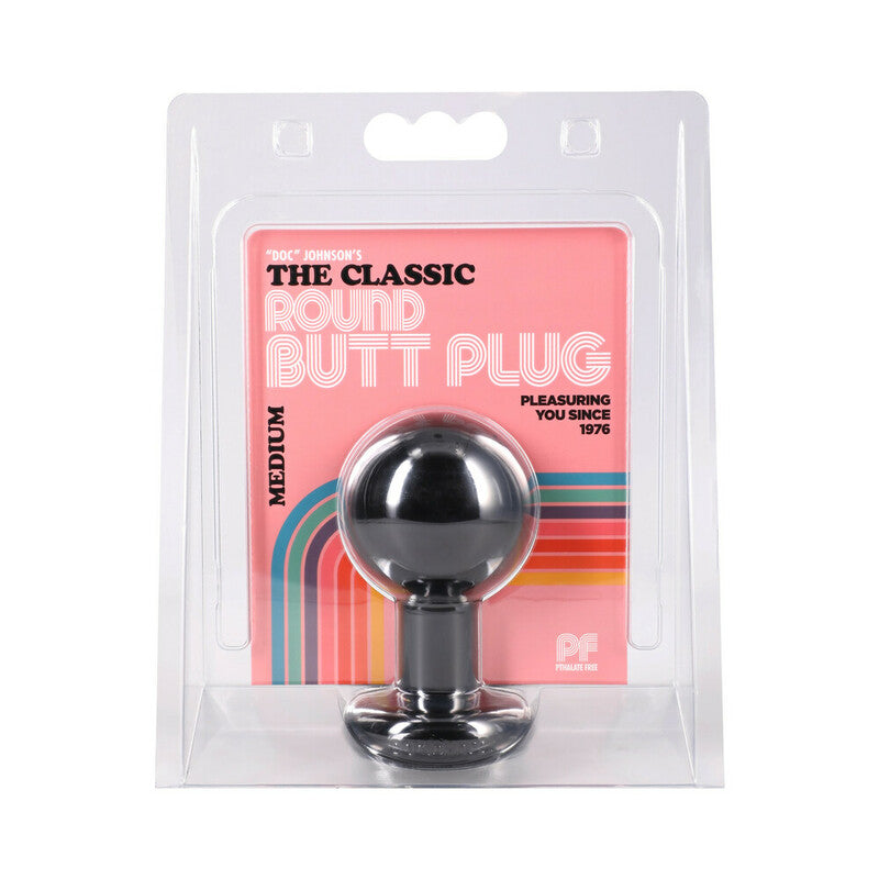 The Classic Round Butt Plug Black Medium by Doc Johnson