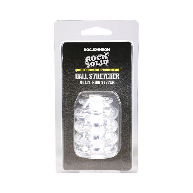 ROCK SOLID Ball Stretcher Multi-Ring System Clear by Doc Johnson