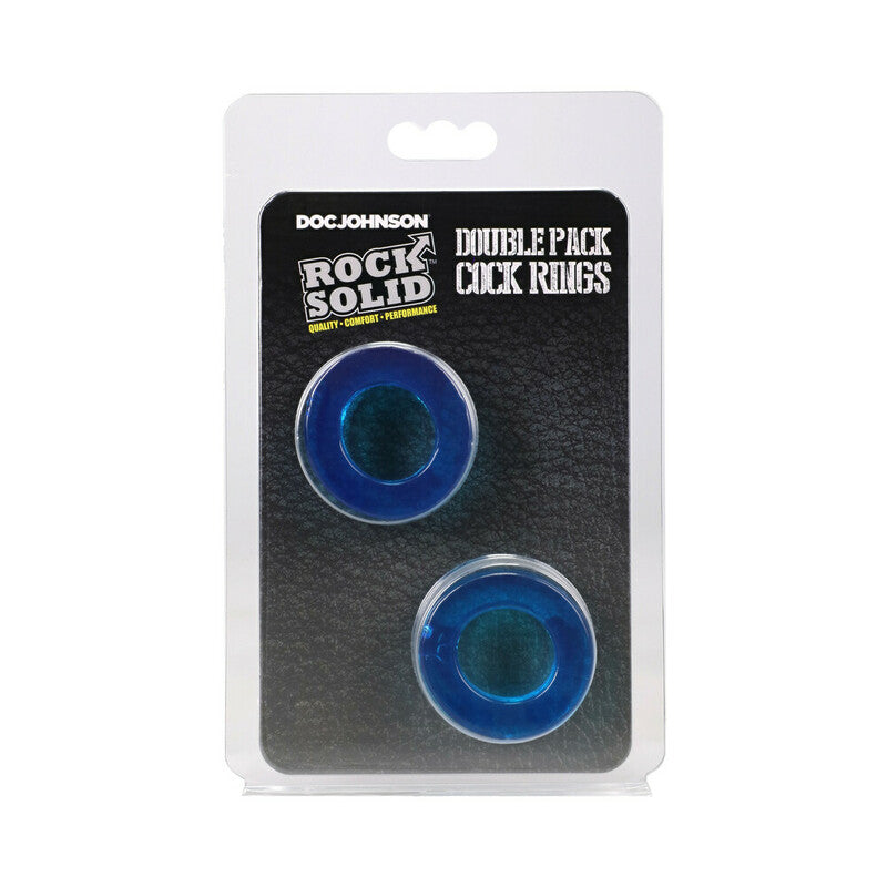 ROCK SOLID Double Pack Cock Rings Blue by Doc Johnson