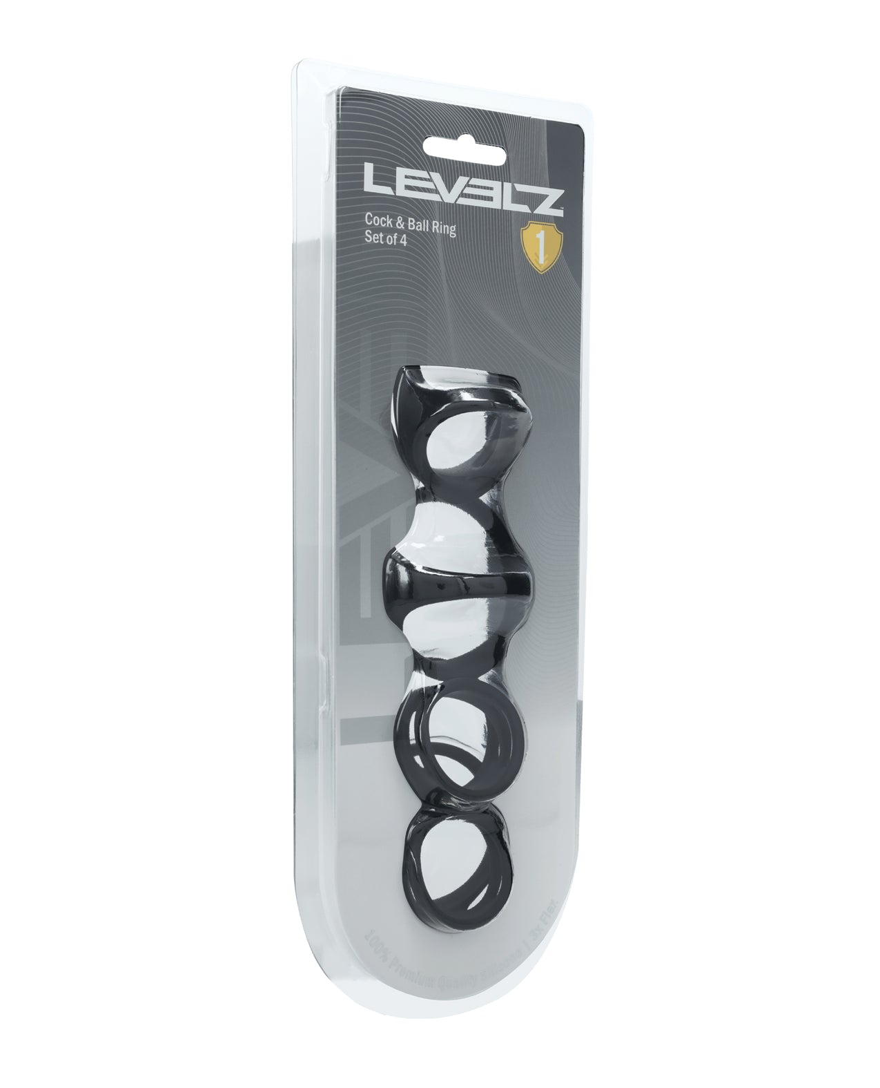 Shots Levelz Set of 4 Silicone Cock & Ball Rings - Black by Levelz