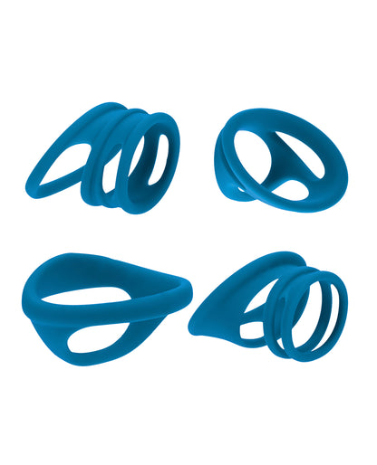 Shots Levelz Set of 4 Silicone Cock & Ball Rings - Teal by Levelz