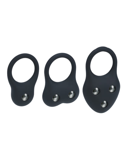 Shots Levelz Silicone Training Cock Ring Set of 3 - Black