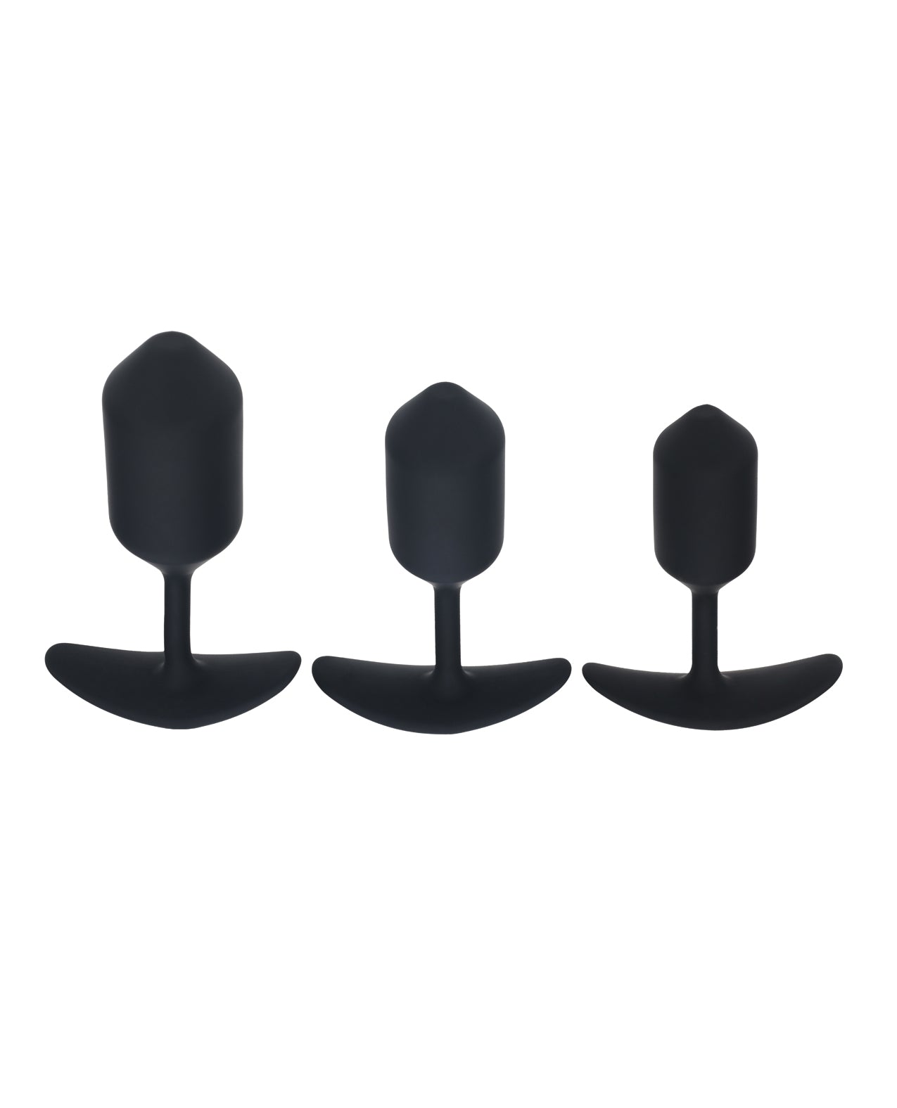 Shots Levelz Silicone Weighted Anal Plug Training Kit Set of 3 - Black by Levelz