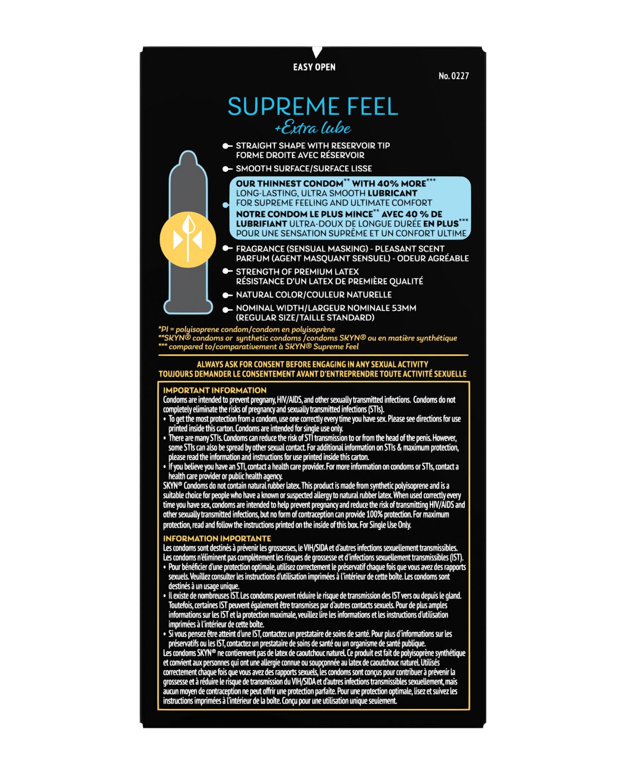 Lifestyles SKYN Supreme Feel Extra Lubrication Condoms - Box of 8 by SKYN