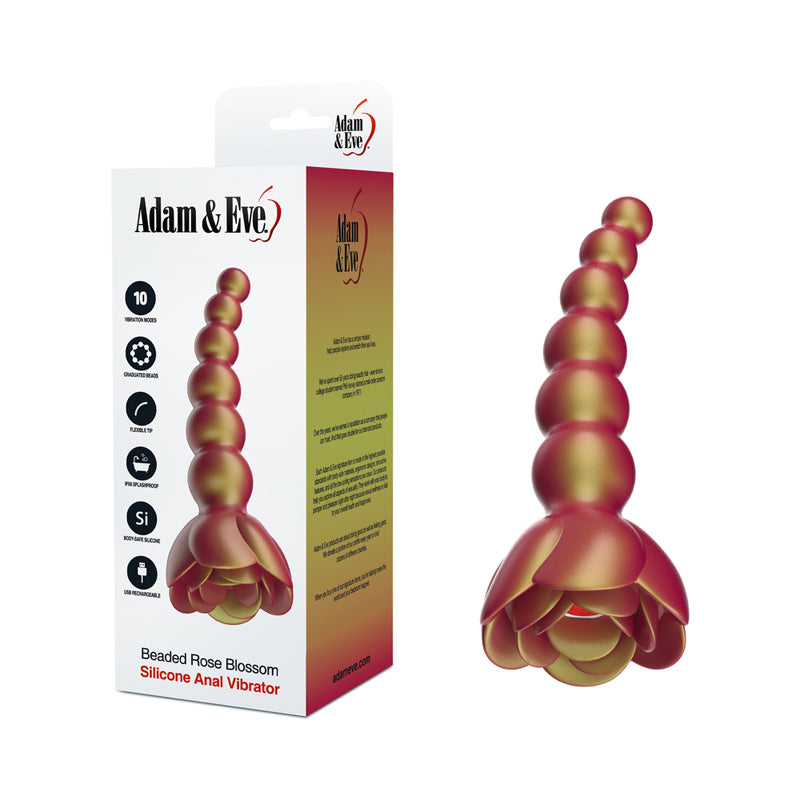 Adam & Eve Beaded Rose Blossom Silicone Anal Vibrator by PHE/Adam and Eve