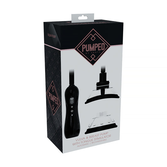 PUMPED Automatic Rechargeable Vulva & Breast Pump with Tongue Stimulator Black by Shots America LLC