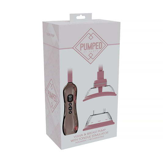 PUMPED Automatic Rechargeable Vulva & Breast Pump with Tongue Stimulator Rose Gold by Shots America LLC
