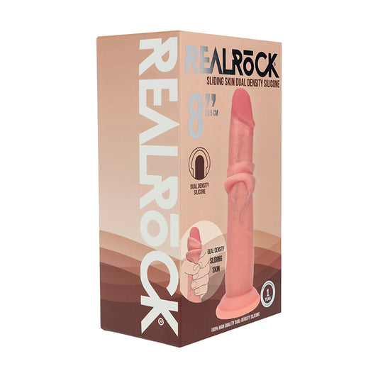 Realrock Sliding Skin Dual Density Silicone Dildo 8 in. Beige by Shots America LLC