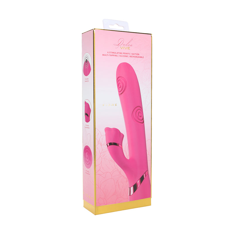 VIVE Fiore Rechargeable G-Spot Air Wave and Tapping Flared Clit Stimulator Pink by Shots America LLC