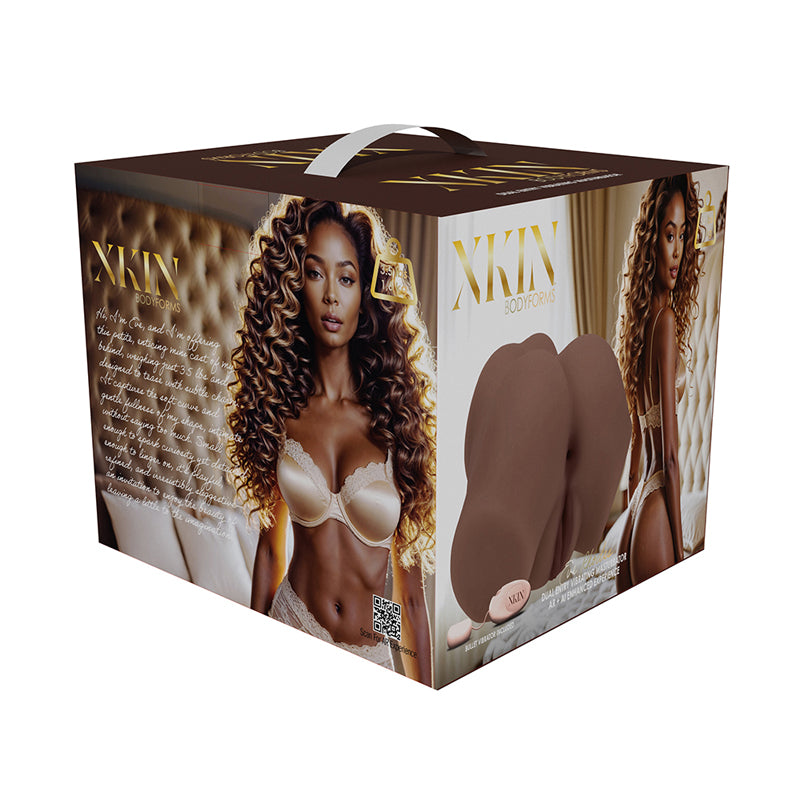 Xkin Bodyforms Eve Rhodes Dual Entry Vibrating Masturbator Brown by Shots America LLC