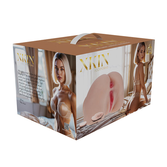 Xkin Bodyforms Mia Hart Dual Entry Vibrating Masturbator Beige by Shots America LLC
