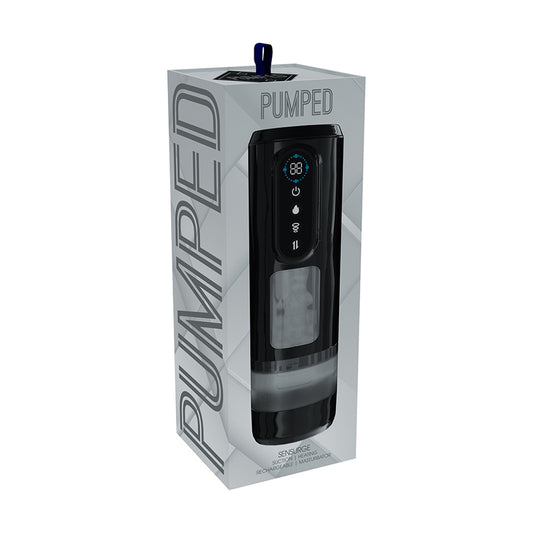 PUMPED Sensurge Automatic Rechargeable Heating Suction Masturbator Black by Shots America LLC