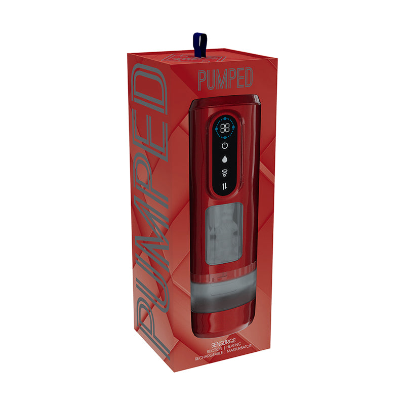 PUMPED Sensurge Automatic Rechargeable Heating Suction Masturbator Red by Shots America LLC