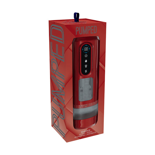 PUMPED Sensurge Automatic Rechargeable Heating Suction Masturbator Red by Shots America LLC