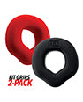 Hunky Junk Fit Grips 2 Pack Ergo-Fit Cockrings - Black and Red Silicone Penis Enhancement by Hunky Junk