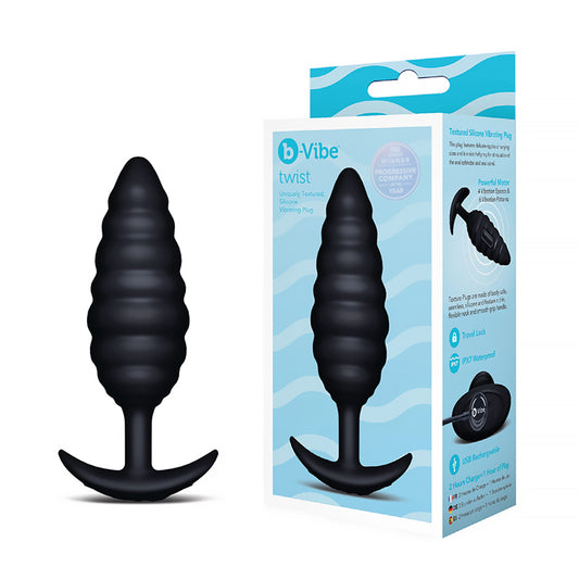 COTR Inc. b-Vibe Twist Texture Plug Black – Large Rechargeable Silicone Anal Toy with Multiple Vibration Patterns by COTR Inc.