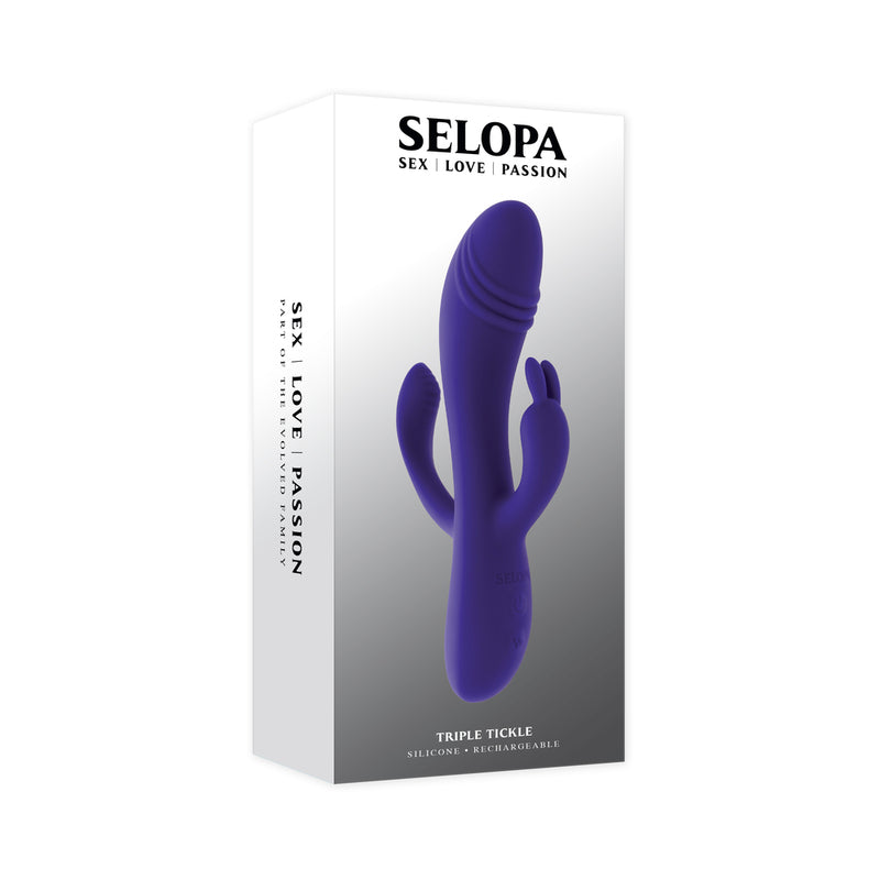 Evolved Selopa Triple Tickle 3-Point Stimulation Vibrator in Purple (Part Number: SL-RS-7845-2) by Evolved