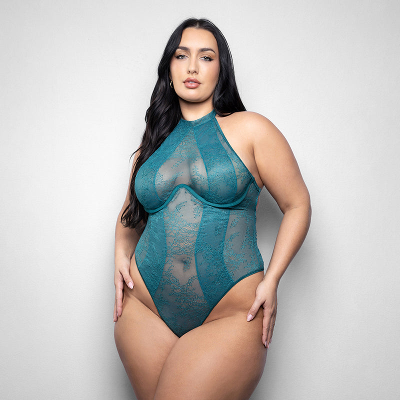 Fantasy Lingerie Elusive Kasmira Monowire Teddy with High Halter Neckline XL/2XL by Fantasy Lingerie