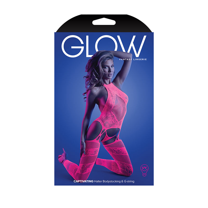 Fantasy Lingerie Glow Captivating High Neck Halter Bodystocking & G-String Panty One Size by Fantasy Lingerie