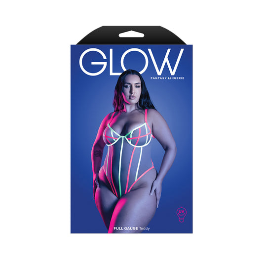 Fantasy Lingerie Glow Full Gauge Teddy with UV Elastic Binding - Queen Size, Part Number GL2655-QS-B by Fantasy Lingerie