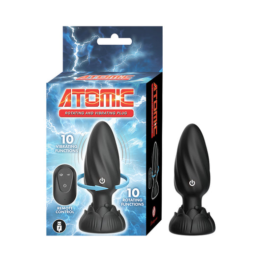 Nasstoys Atomic Rotating & Vibrating Plug Black - Versatile Silicone Anal Toy with Remote Control by Nasstoys