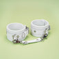 Liebe Seele- Fuji White- White Leather Wrist Cuffs with Silver Metal