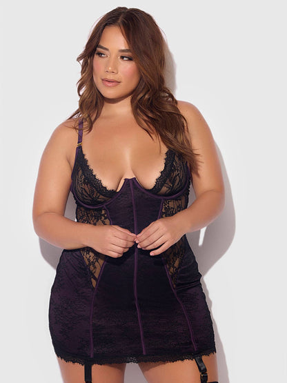 JOCELYN LACE & SATIN CHEMISE & G-STRING SET by House of Desire