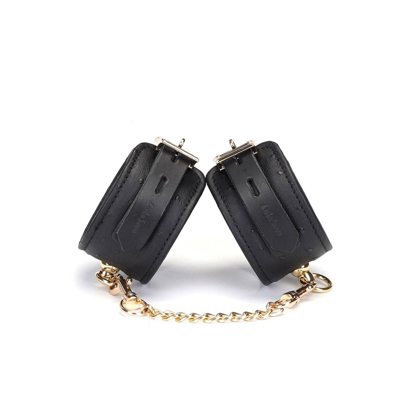 Demon's Kiss Black Leather Wrist Cuffs with Locking Buckles