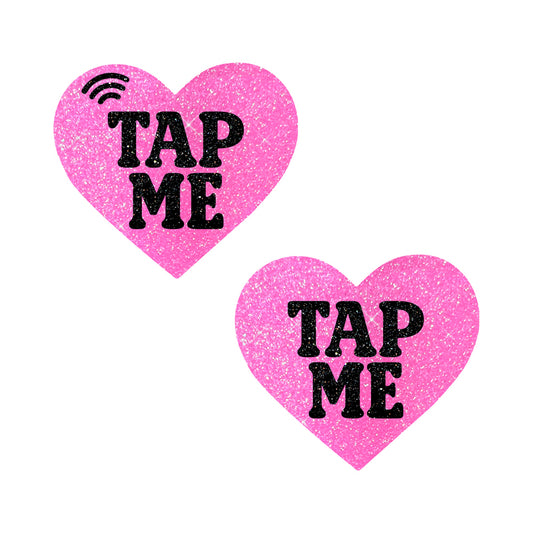 Neva Nude LLC Tap Me Pink Heart Smart NFC Pasties - Reusable Silicone Nipple Covers by Neva Nude LLC