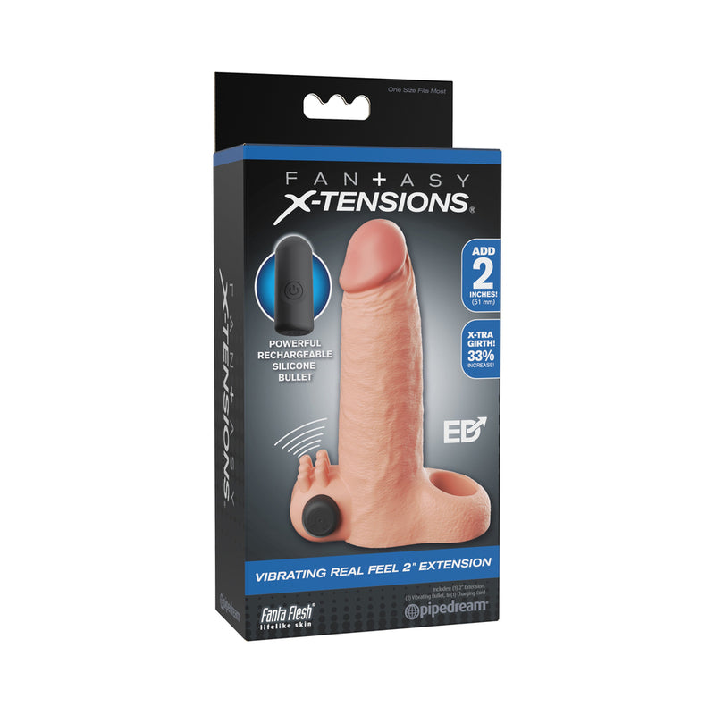 Pipedream Fantasy X-Tensions Vibrating Real Feel Extension 2 in. Light by Pipedream
