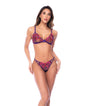Floral Embroidered Mesh Triangle Bra w/Matching Panty 2 pc Set - Orchid S/M by Mapale