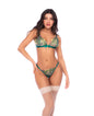 Sheer Floral Embroidered Triangle Bra & Thong 2 pc Set - Aurora Green S/M by Mapale