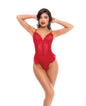 Dotted Lace & Mesh Teddy w/Lace Up Back & Open Crotch - Red L/XL by Mapale