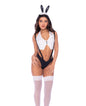 Sexy Bunny 3 pc Set w/Halter Top, Suspender Panty, & Bunny Ear Headband - Black/White L/XL by Mapale