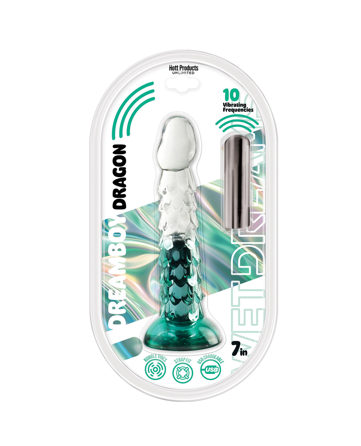 Wet Dreams Dream Boy 7" Dragon Jelly Dildo - Aqua by Wet Dreams