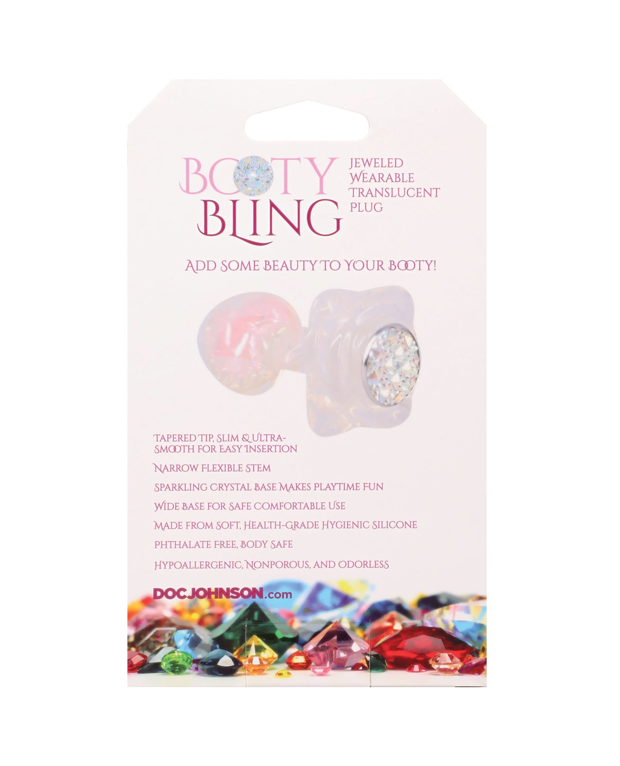 Booty Bling Jeweled Wearable Translucent Silicone Plug - Small by Booty Bling