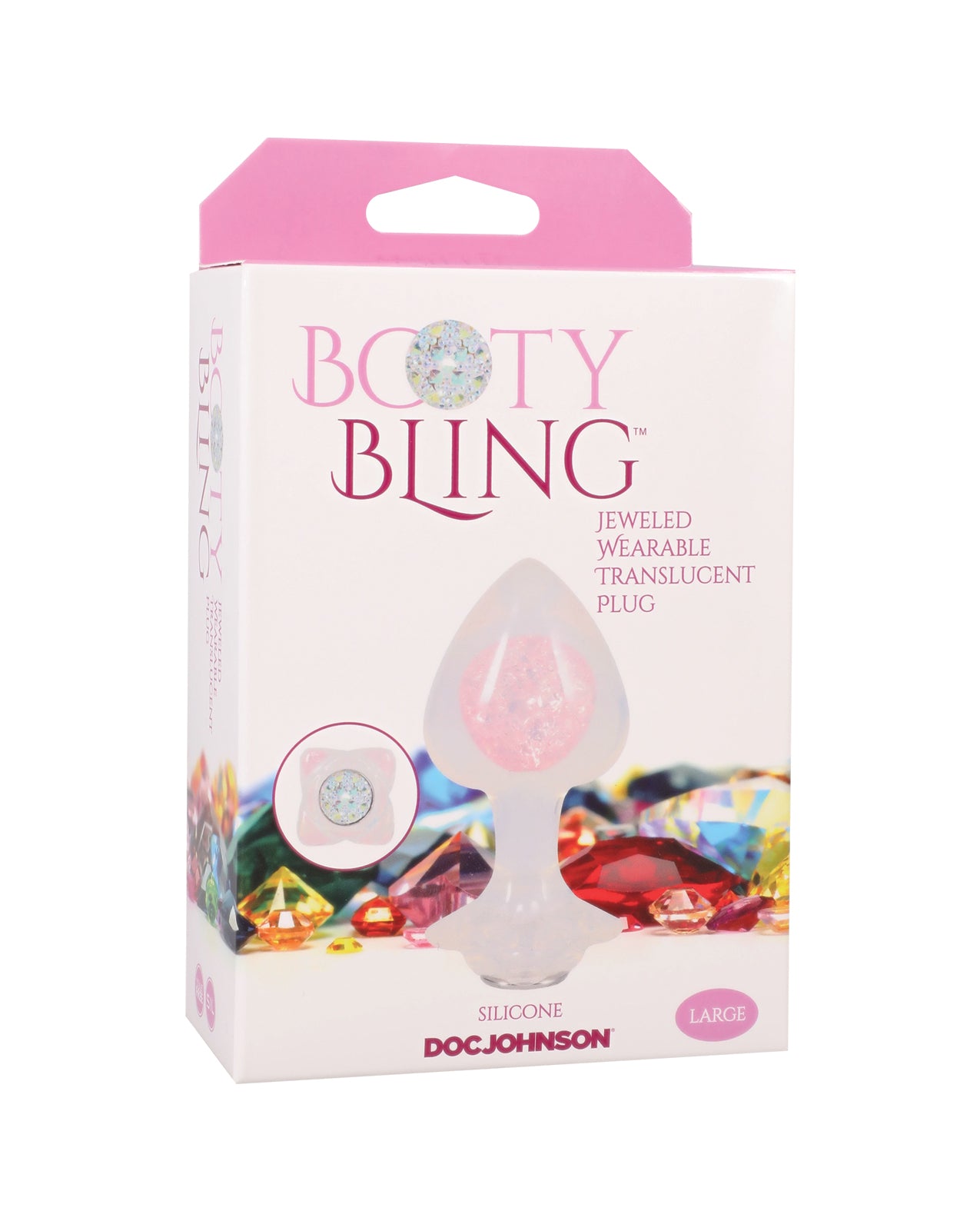 Booty Bling Jeweled Wearable Translucent Silicone Plug - Large by Booty Bling