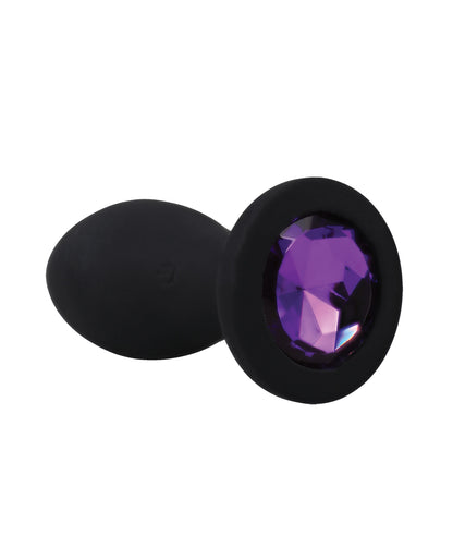 Booty Bling Jeweled Wearable 3" Vibrating Silicone Plug - Black/Purple by Booty Bling