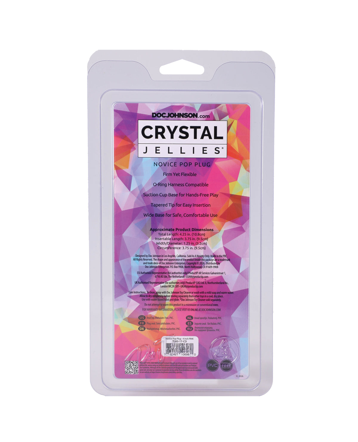 Crystal Jellies Novice 4" Pop Plug - Pink by Crystal Jellies
