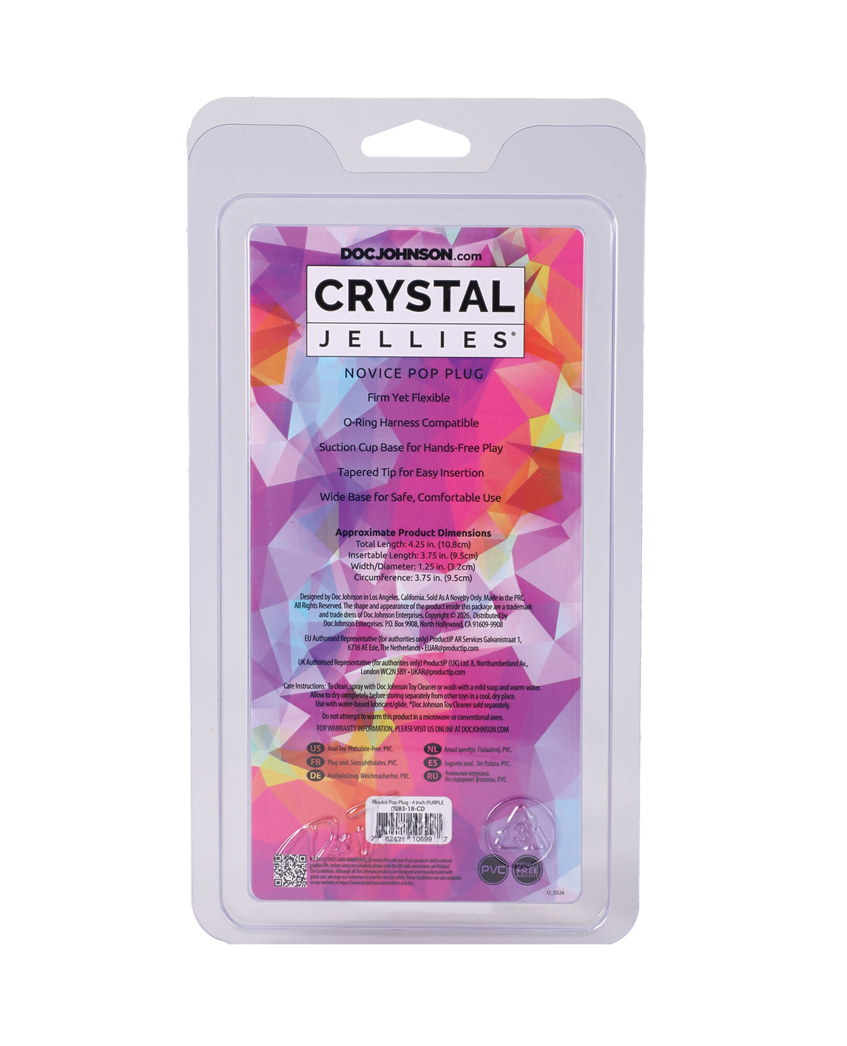 Crystal Jellies Novice 4" Pop Plug - Purple by Crystal Jellies