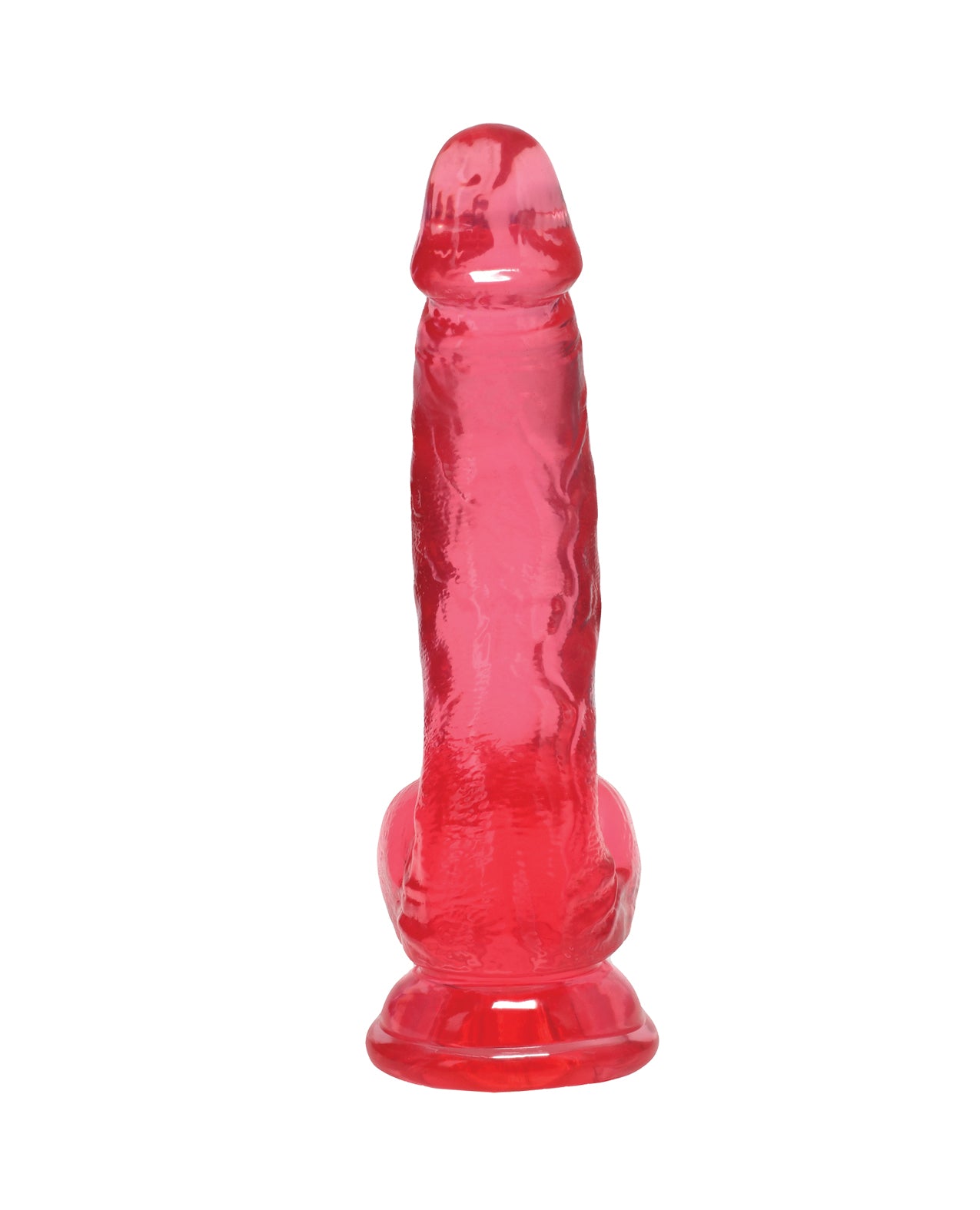 Crystal Jellies Curved 7" Realistic Cock w/Balls - Pink by Crystal Jellies