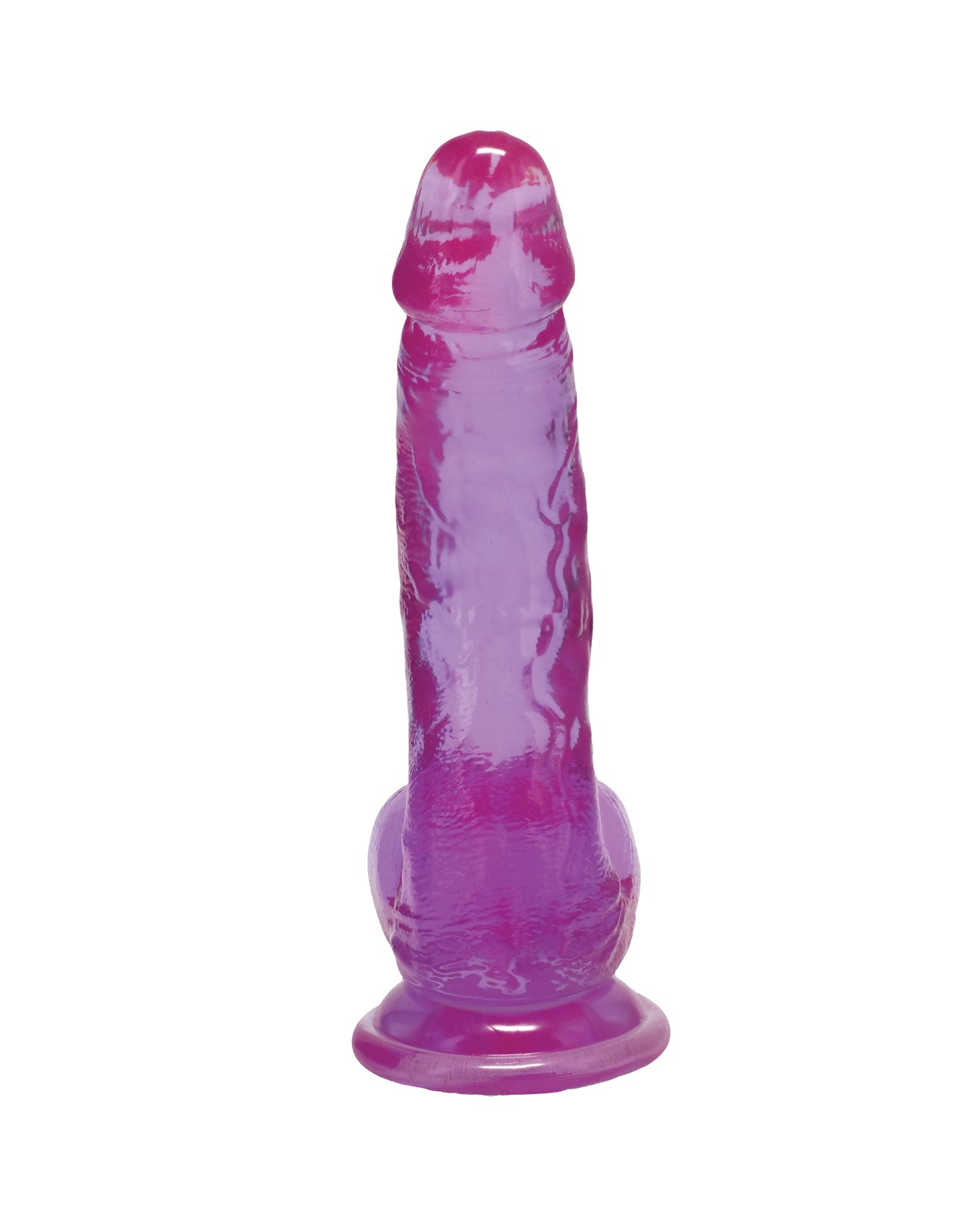 Crystal Jellies 7" Curved Realistic Cock w/Balls - Purple by Crystal Jellies
