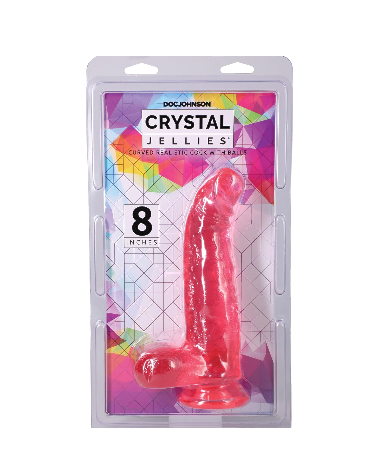 Crystal Jellies 8" Curved Realistic Cock w/Balls - Pink by Crystal Jellies