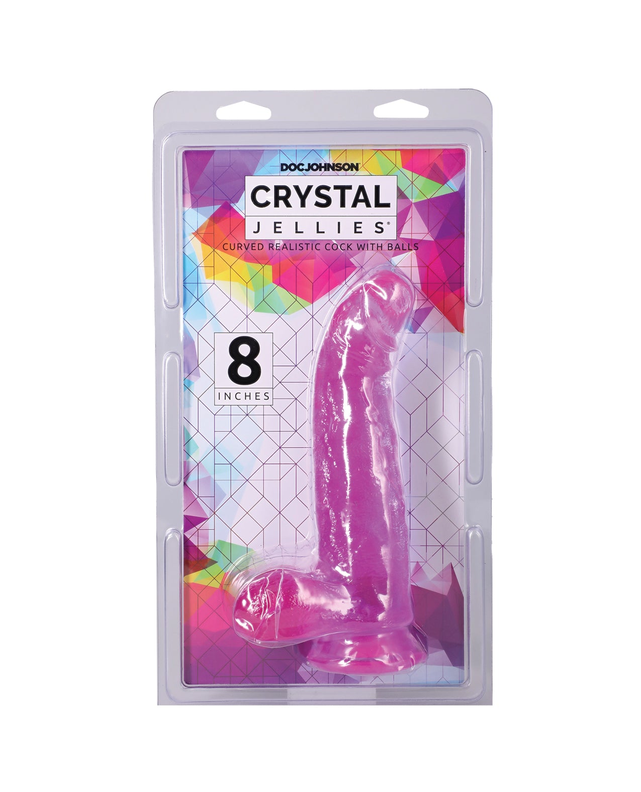Crystal Jellies 8" Curved Realistic Cock w/Balls - Purple by Crystal Jellies