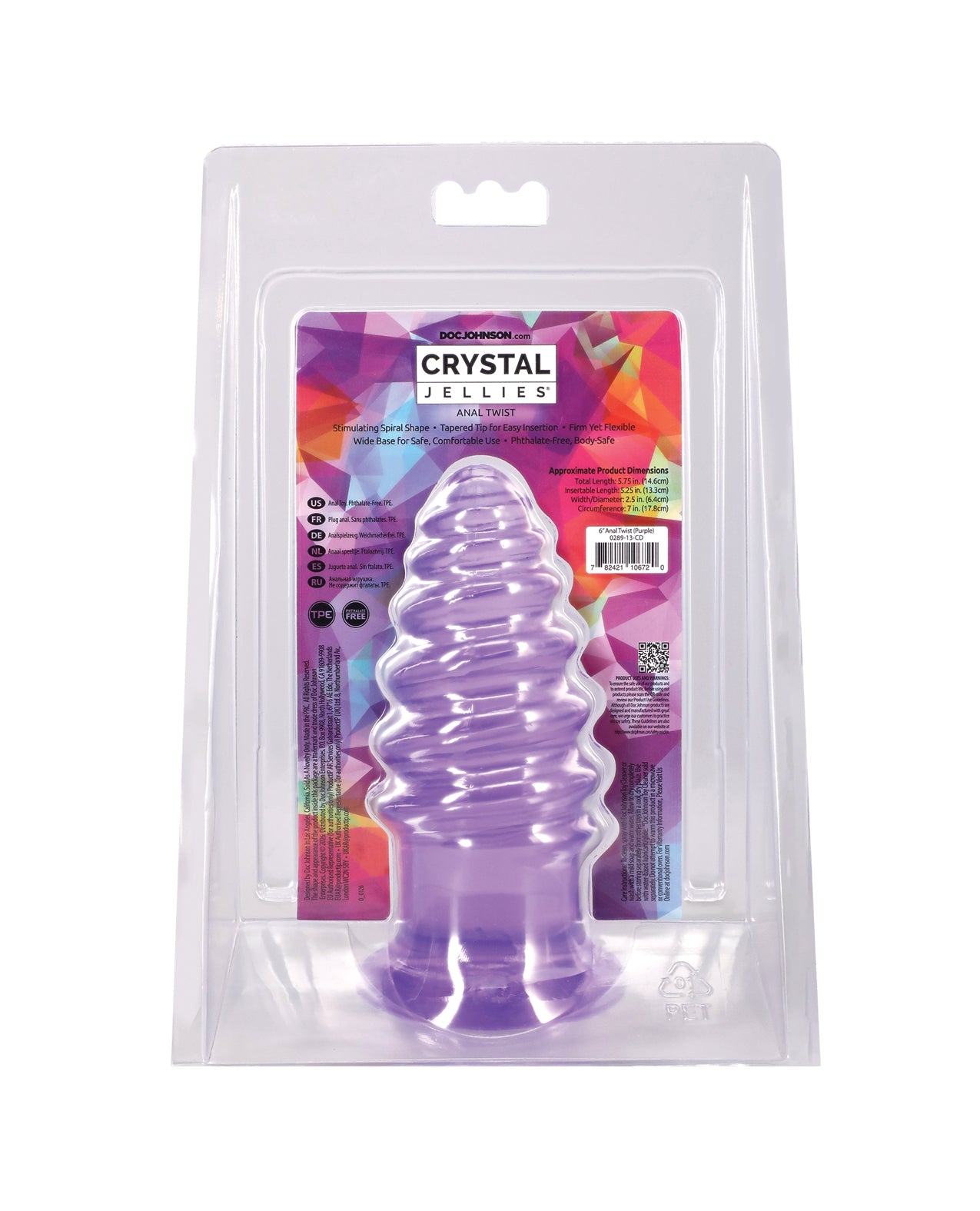 Crystal Jellies 6" Anal Twist - Purple by Crystal Jellies