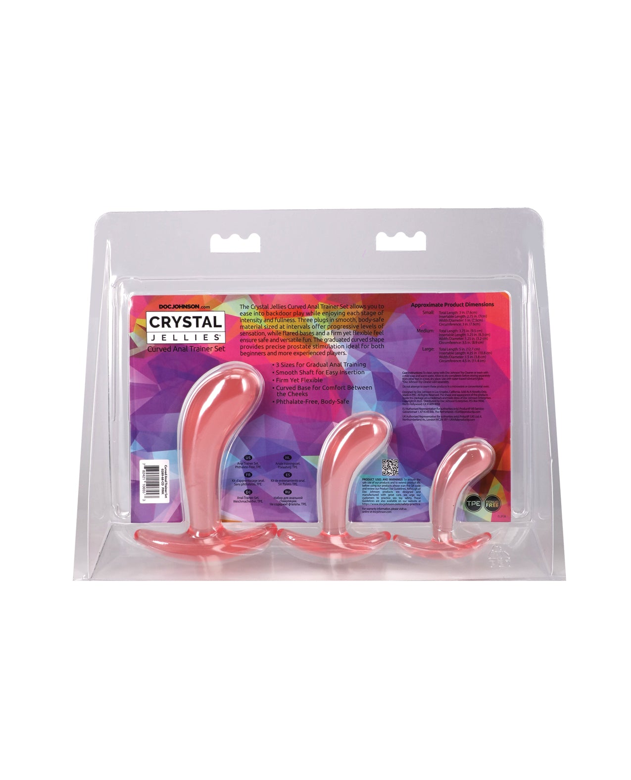 Crystal Jellies Curved Anal Trainer Set - Pink by Crystal Jellies