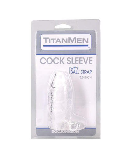TitanMen 4.5" Cock Sleeve w/Ball Strap - Clear by Titanmen