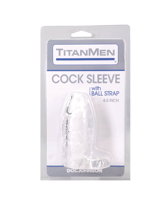 TitanMen 4.5" Cock Sleeve w/Ball Strap - Clear by Titanmen