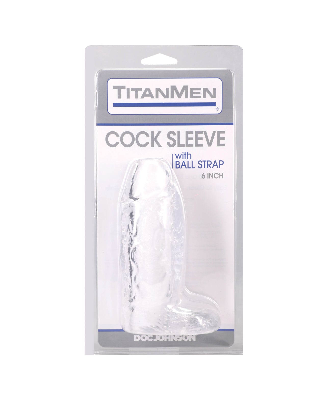 TitanMen 6" Cock Sleeve w/Ball Strap - Clear by Titanmen